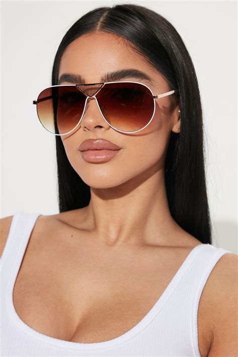 On My Radar Sunglasses Brown Combo Fashion Nova Sunglasses