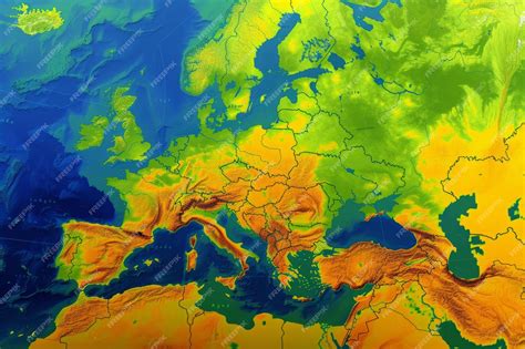 Premium Photo | Colorful Satellite Weather Map Depicting Temperatures ...