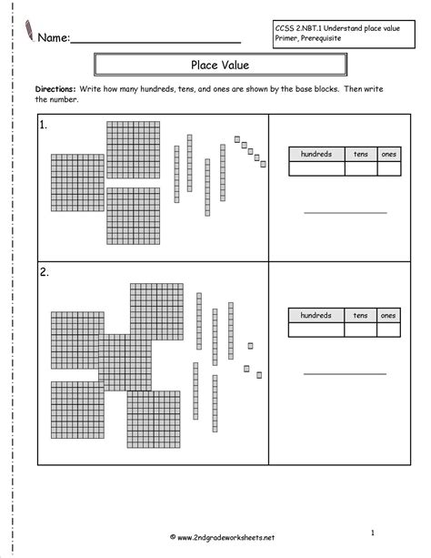 Second Grade Place Value Worksheets Free Printable Base Ten Block