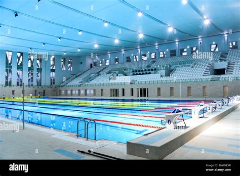 Lanes Of A Competition Swimming Pool Stock Photo Alamy