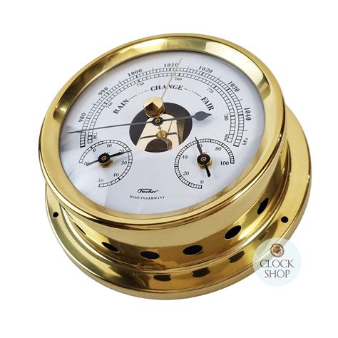 BRASS MARITIME BAROMETER/THERMOMETER/HYGROMETER 12.5CM BY FISCHER - Fischer