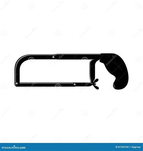 Hacksaw Saw Silhouette Vector Illustration Isolated On Blue