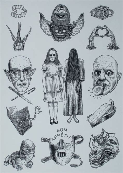 Aggregate More Than Linework Horror Movie Tattoo Flash In Cdgdbentre