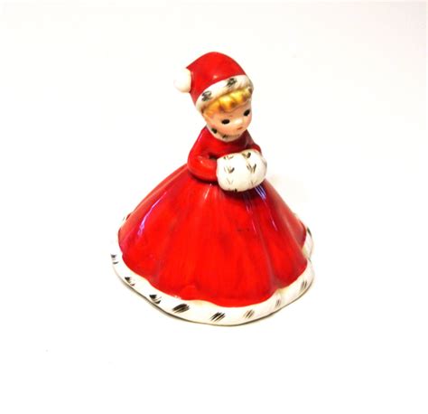 Josef Originals Christmas Figurine Bell Girl Red by LeighaBee