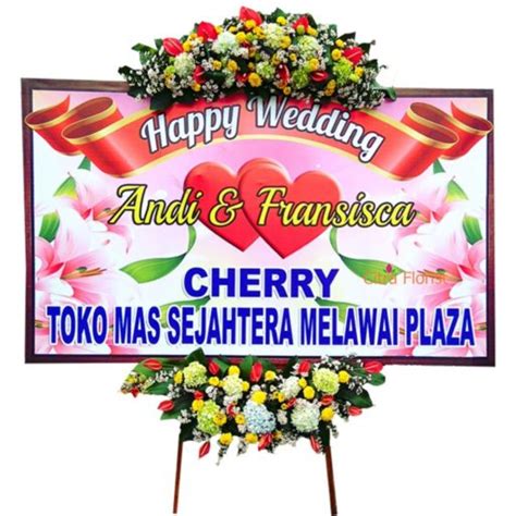 Papan Bunga Happy Wedding Banner Meter Bunga Titik Bawah