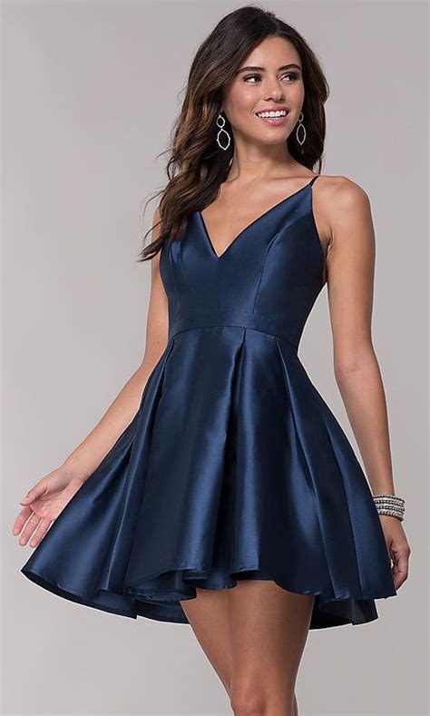 Fit And Flare Short V Neck Homecoming Party Dress Grad Dresses Short