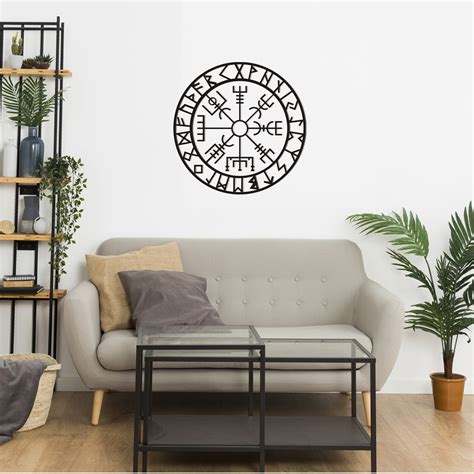 Vegvisir Wayfinder Metal Wall Art Vegvisir Runic Compass Etsy