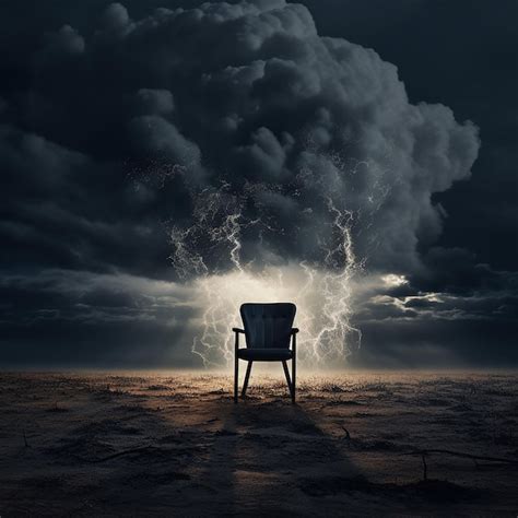 Premium Photo Chair In The Middle Of A Lightning Storm In The Air