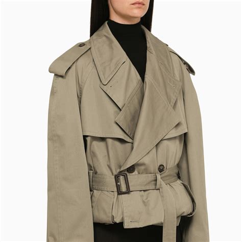 Balenciaga Folded Sand Cotton Trench Coat Thedoublef