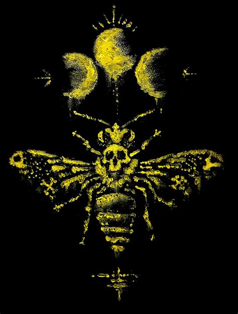 The Deathly Bee Yellow Gothic Home Decor Wall Art Etsy