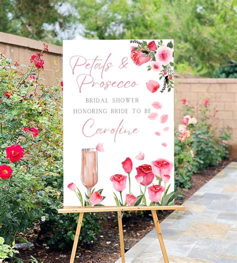 Petals Prosecco Bridal Shower Welcome Sign Flower Themed Etsy