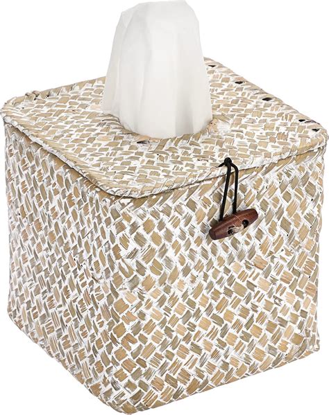 Amazon Sumnacon Square Natural Seagrass Tissue Box Cover Woven