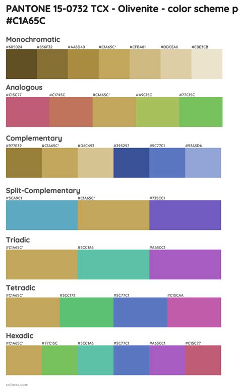 PANTONE 15-0732 TCX - Olivenite color palettes - colorxs.com