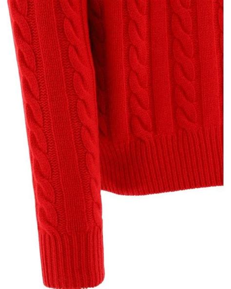 Polo Ralph Lauren Cable Knit Turtleneck Sweater In Red For Men Lyst