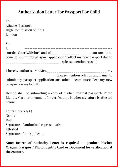 Authorization Letter For Passport Template Sample