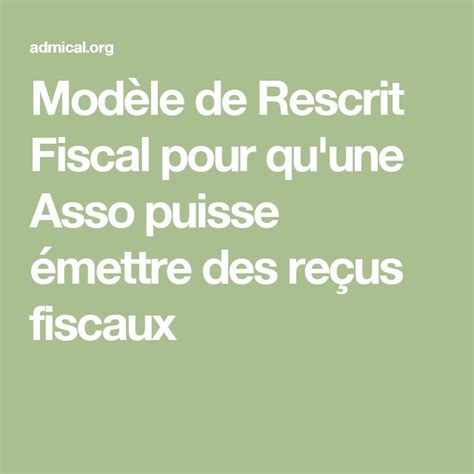 Mod Le De Rescrit Fiscal Pour Qu Une Asso Puisse Mettre Des Re Us Fiscaux