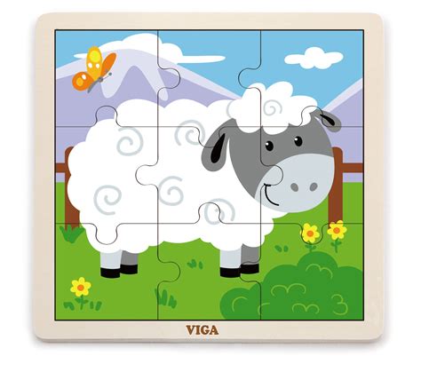 Viga 51437 Puzzle na podkładce 9 elementów owieczka