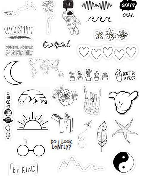 Aesthetic Printable Cute Stickers Black And White - annialexandra