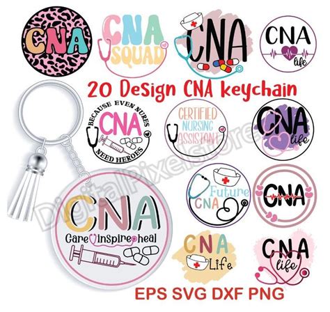 Cna Keychain Svg Cna Svg Bundle Nurse Assistant Svg Cna Life Svg