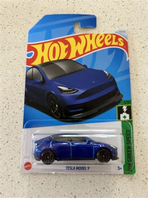 Hot Wheels Hw Green Speed Tesla Model Y Blue Long Card