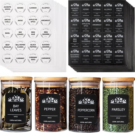 Amazon Spice Jar Labels Pcs Minimalist Preprinted Black