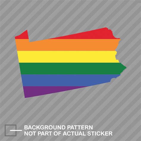 Pennsylvania State Shaped Gay Pride Rainbow Flag Sticker Decal Vinyl