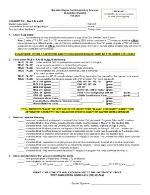 Fillable Online RESPIRATORY THERAPY Program Application Booklet For