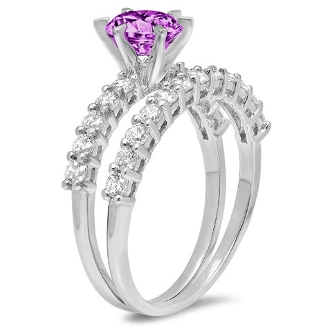 Clara Pucci 18k White Gold 1 66 Simulated Alexandrite Engraveable