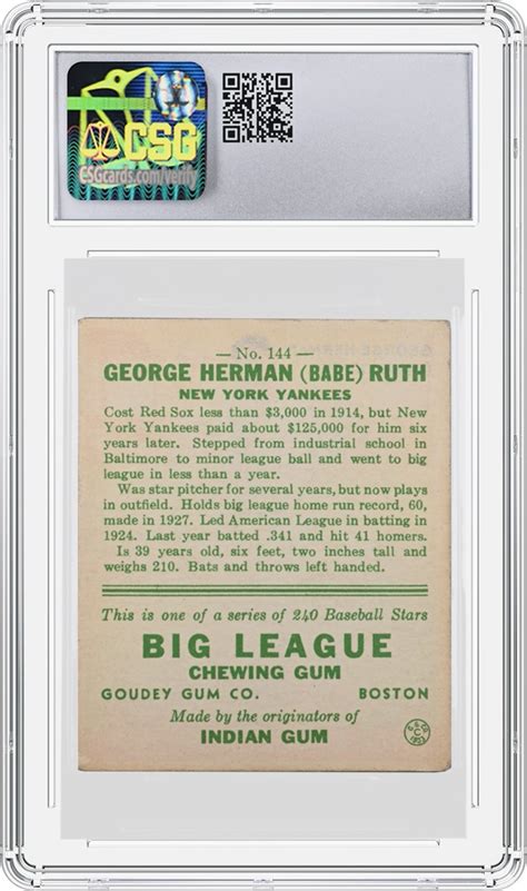 CSG Certifies Two Vintage Babe Ruth Baseball Cards CGC