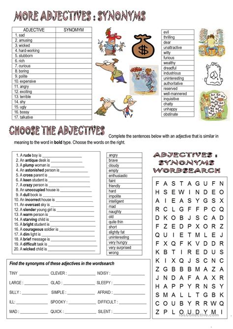 One Click Print Document Opposites Worksheet Adjectives Synonyms 0 Hot Sex Picture