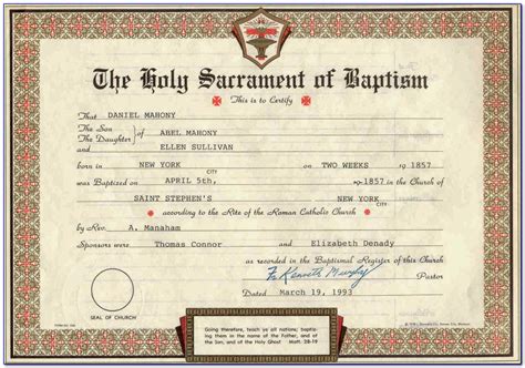 Free Printable Catholic Baptism Certificate Prosecution