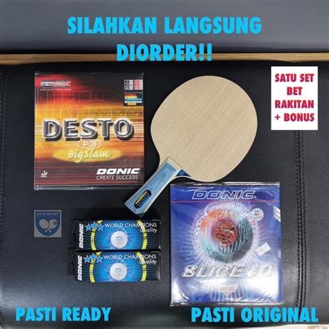 Jual Bat Pingpong Bertahan Donic Defplay Lengkap Karet Dan Bola Set Di