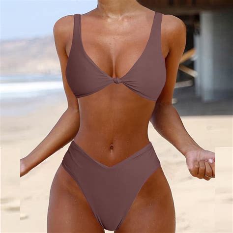 Aboser Mid Waist Bikini Sets For Women Tie Side Triangle Swimsuits Sexy