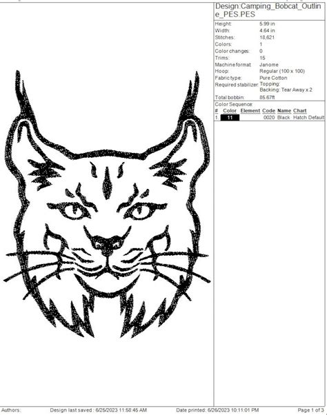 Bobcat Outline Embroidery Digital Design Etsy