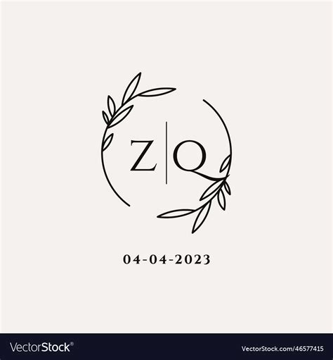 Letter Zq Wedding Monogram Logo Design Royalty Free Vector