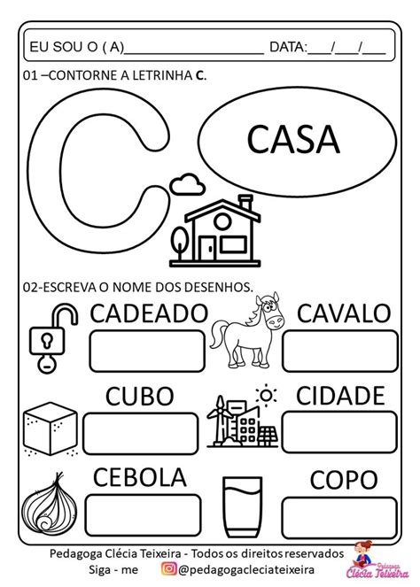 Atividades Com A Letra C Para O 1o Ano - 60 Atividades Com A Letra C Para Imprimir - Alfabetização 1º Ano 7D5 ...