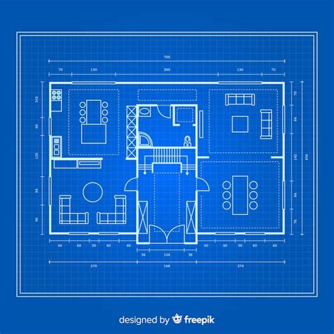 Plano De Una Casa Sobre Fondo Azul Vector Gratis