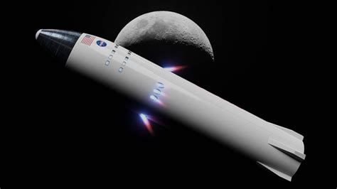 Spacex Lunar Starship Turntable Animation With Side Thruster Firing