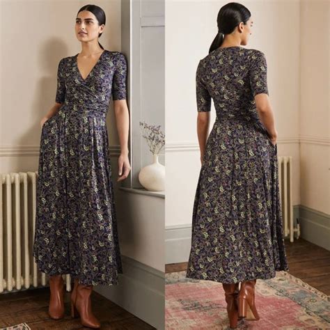 Boden Dresses Boden Ruched Waist Jersey Midi Dress French Navy