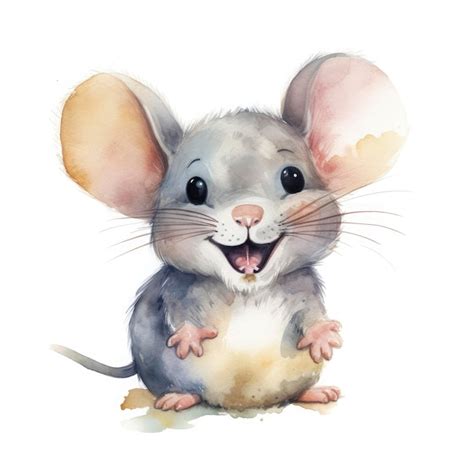 Pintura De Acuarela De Un Rat N Beb Sonriente Colores Suaves Como En