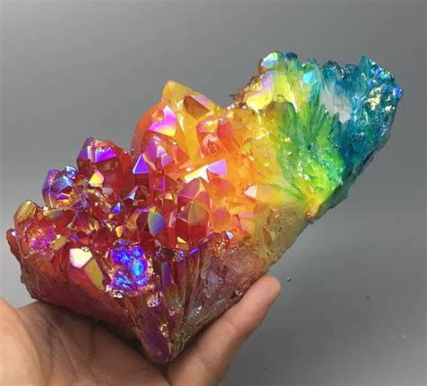 Aura Quartz Crystals Titanium Bismuth Cluster Rainbow Catawiki