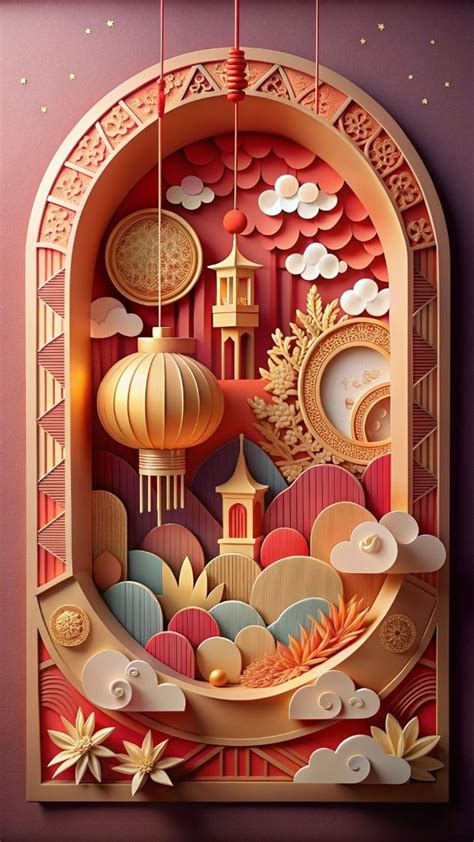 中秋節剪紙藝術mid Autumn Festival Paper Cut Art Poster Design Paper Art Paper Crafts Paper Cutting