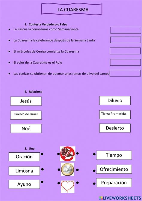 La Cuaresma Y Semana Santa Worksheet