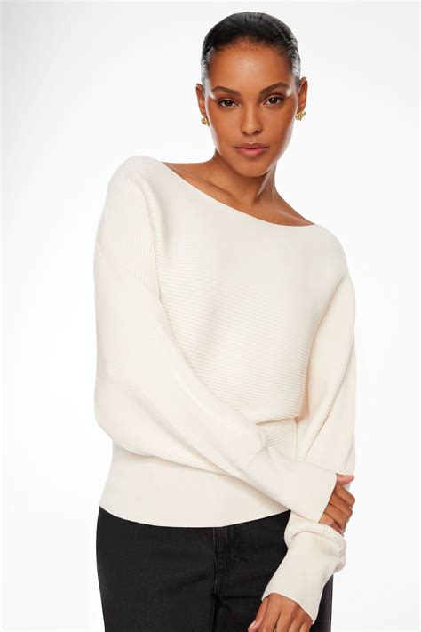 Long Sleeve Boat Neck Sweater Beige Dynamite