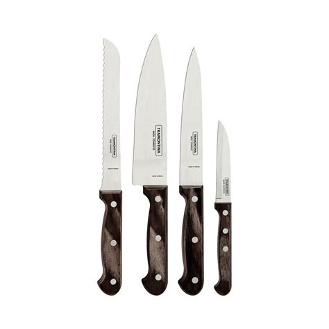 Tramontina Polywood 4 Piece Knife Set With Stainless Steel Blades And