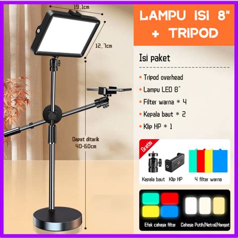 Jual Overhead Phone Stand Tripod Led Lampu Stand Holder Bracket 360