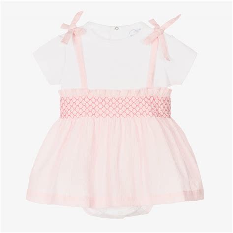 Laranjinha Baby Girls White And Pink Dress Childrensalon