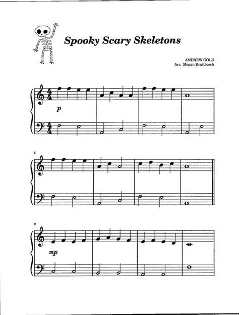 Spooky Scary Skeletons Digital Early Teaching Arrangement Piano Solo Etsy