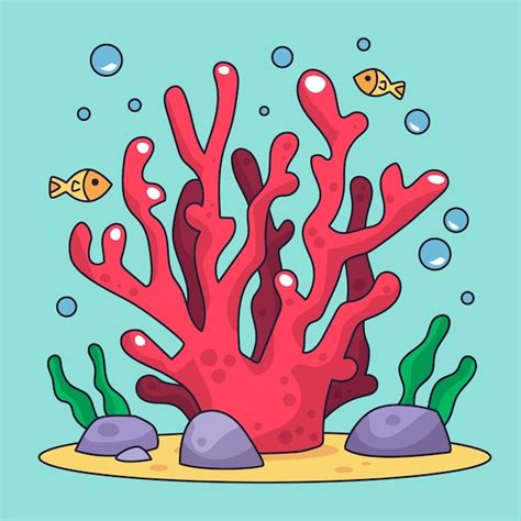 Ilustración De Dibujos Animados De Coral Dibujado A Mano Vector Gratis