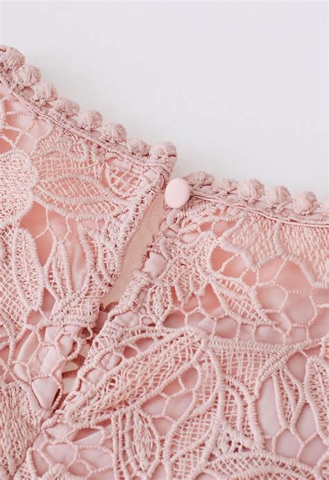 Lily Crochet Lace Crop Top In Pink Retro Indie And Unique Fashion